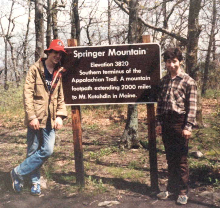 Tracy and Jim at the southern terminus of the Appalachian Trail -- Springer Mountain
