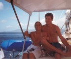 Lucie and Jim on the boat somewhere in the Caribbean