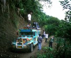The jeepney on the way to Batad became stuck, so we all grabbed our stuff and continued on foot