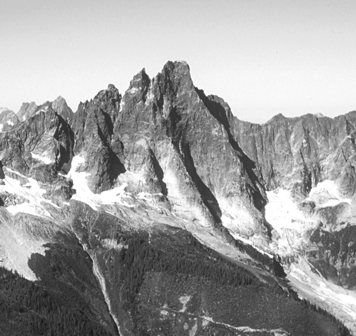 The summit of Mt. Slesse as seen from the east