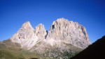 Sassolungo towers from the height of the pass near the Sella towers