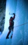 Swinging a tool on the final steep pitch
