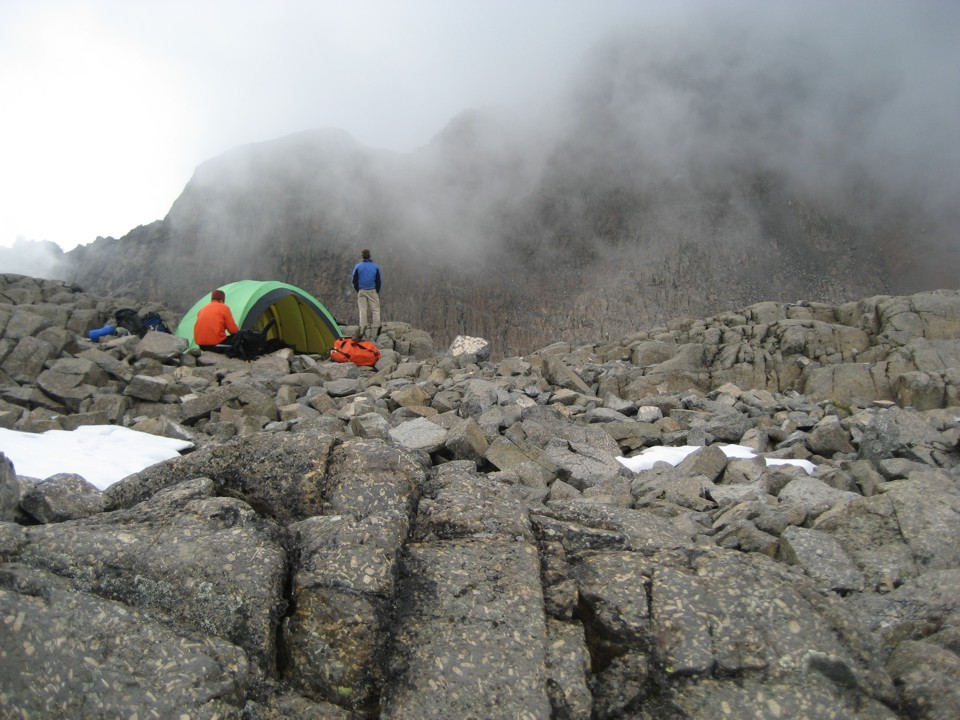 Stormy weather moves in after setting up camp near the Austrian Hut