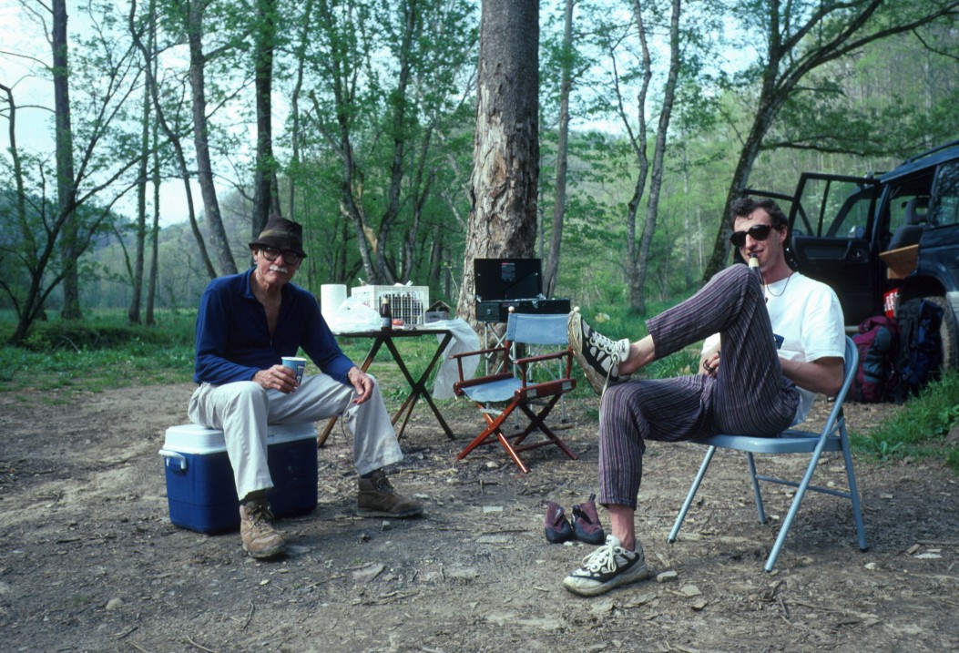 Allen and Simon having beers around camp
