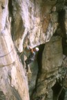 Series 3: Jim moving past the crux on the first pitch of Matinee