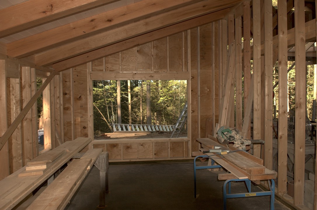 Framing on the interior of the bedroom
