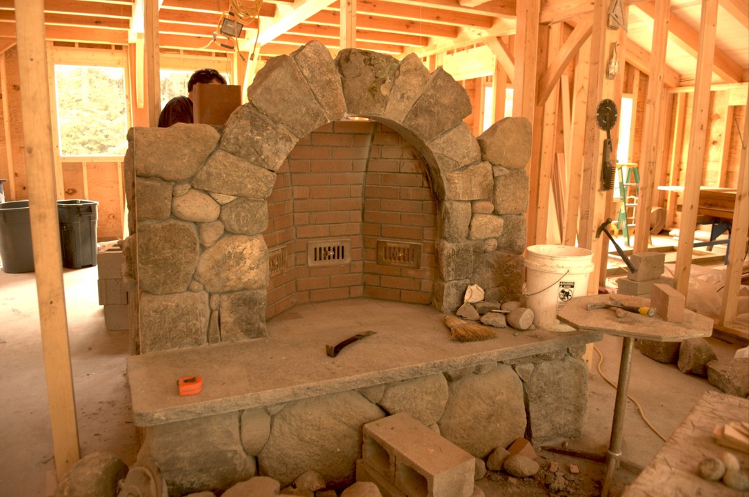 Fireplace arch with firebrick in the back