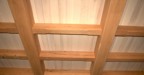 Ceiling of the first floor is finished with maple harvested from our home in Pompey