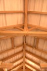 The finished maple ceiling; the strings are to locate the chimney