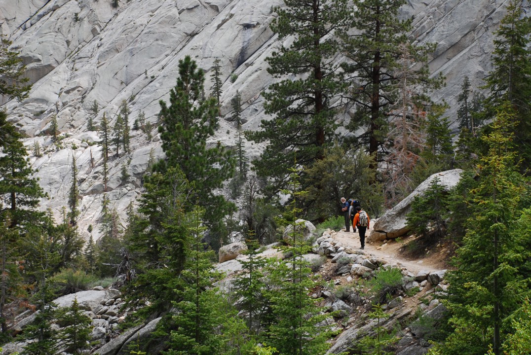Hiking to the crags around Whitney Portal involves some portion of the Mt. Whitney trail, which is where we're standing