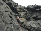 Leslie enjoying sea cliff climbing at its best