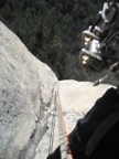 Rappelling a water groove