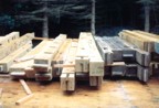 Collection of post and beams before being assembled
