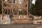 Four strong backs are required to move a rafter subsection